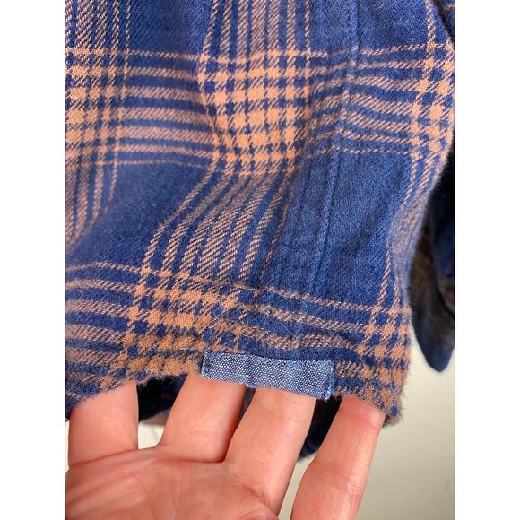 Outerknown Blue and Orange Plaid Casual Button Down Shirt - Picture 8 of 8